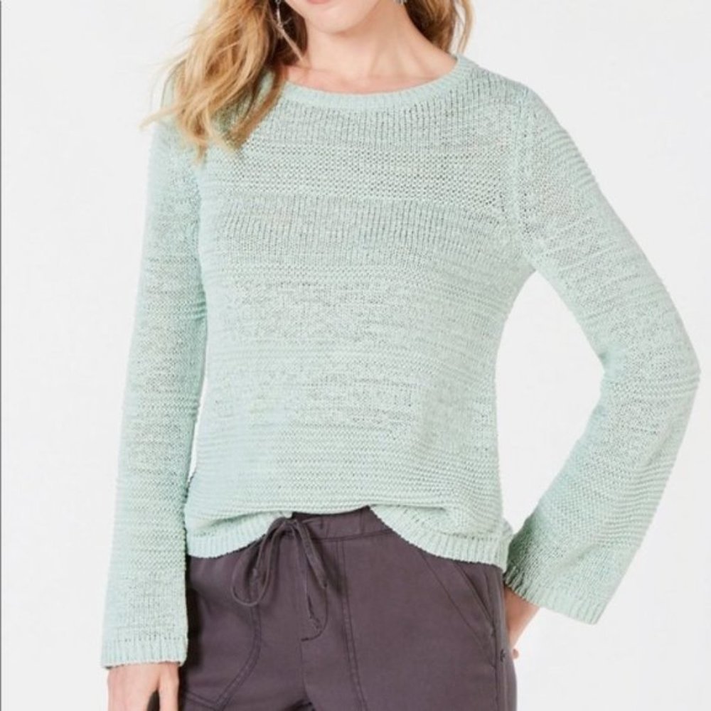 Style&Co Mixed Stitch Crew Neck Sweater mint ice